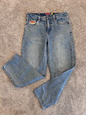 Empyre Jeans Blue Light Wash Straight Leg Denim Mid Rise 90s Grunge Skater Sz 27